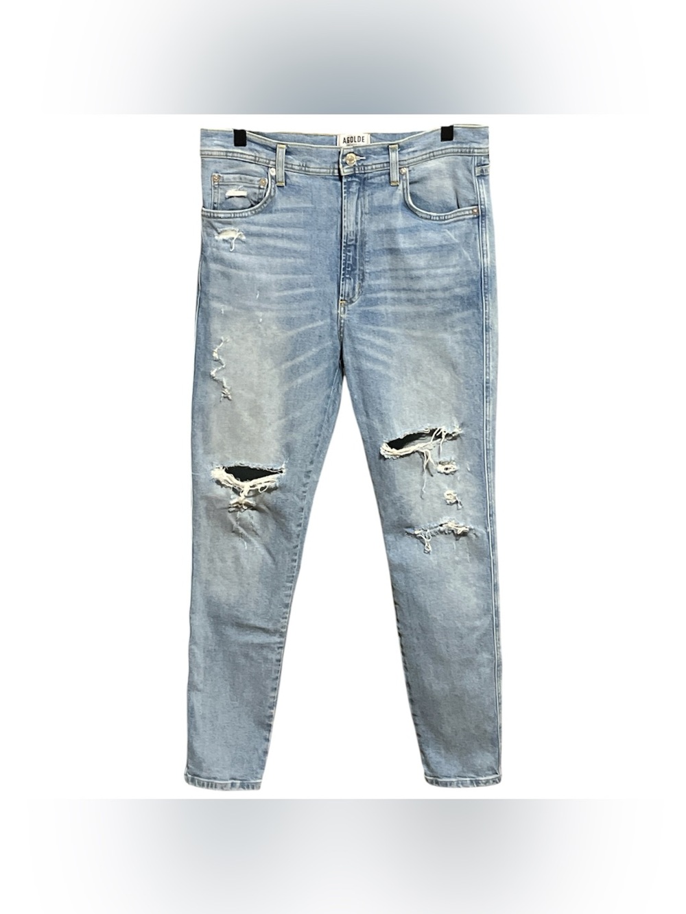 Agolde Roxanne Super High Rise Distressed Skinny Jeans in Wash “Dreamer”